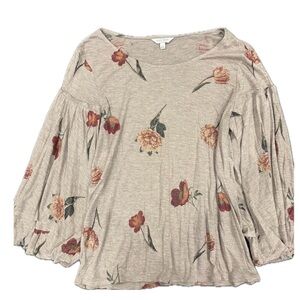 Floral Lucky Brand Beige Women's Top Small Shimmer Metallic